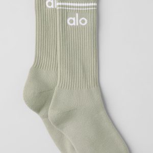 Unisex Throwback Sock - Limestone/White