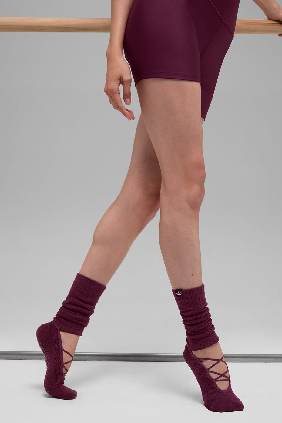 Women's Strappy Siren Grip Sock - Burgundy - Image 2