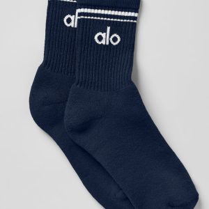 Unisex Half-Crew Throwback Sock - Navy/White