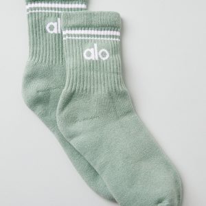 Unisex Half-Crew Throwback Sock - Icy Sage/White
