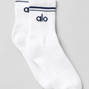 Unisex Half-Crew Throwback Sock - White/Navy