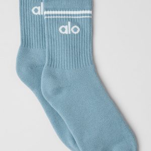 Unisex Half-Crew Throwback Sock - Celestial Blue/Ivory