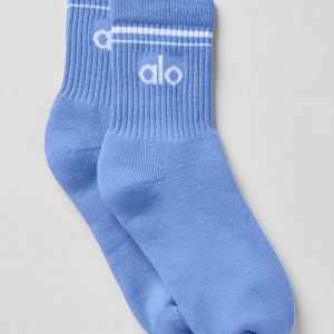 Unisex Half-Crew Throwback Sock - Crystal Clear Blue/White