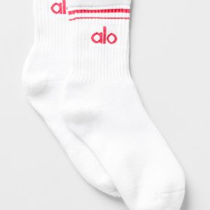 Unisex Half-Crew Throwback Sock - White/Candy Red