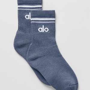 Unisex Half-Crew Throwback Sock - Bluestone/White