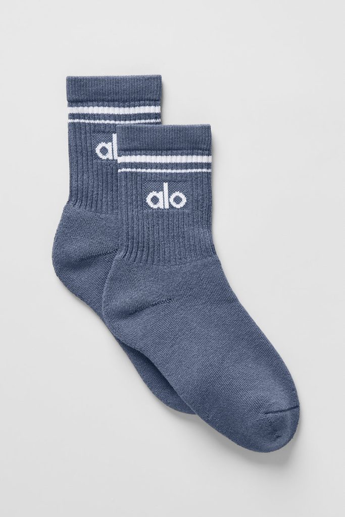 Unisex Half-Crew Throwback Sock - Bluestone/White