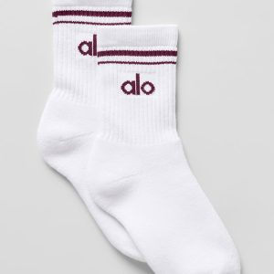 Unisex Half-Crew Throwback Sock - White/Burgundy