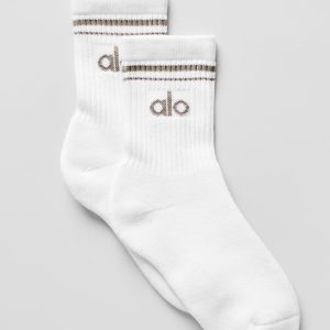 Unisex Half-Crew Throwback Sock - White/Light Cocoa