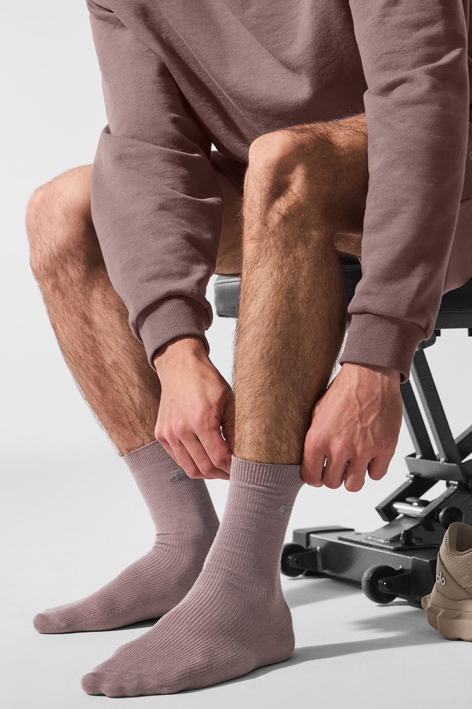 Unisex Half-Crew Understated Sock - Mushroom - Image 3