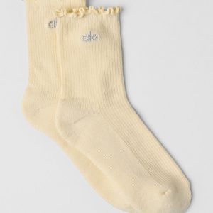 Women's Lettuce Edge Sock - Lemon Ice