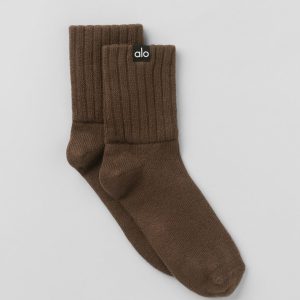Unisex Half-Crew Scrunch Sock - Espresso
