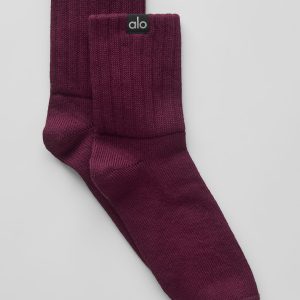 Unisex Half-Crew Scrunch Sock - Burgundy