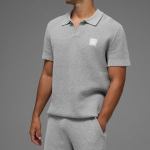 Sports Club Sweater Knit Polo - Athletic Heather Grey