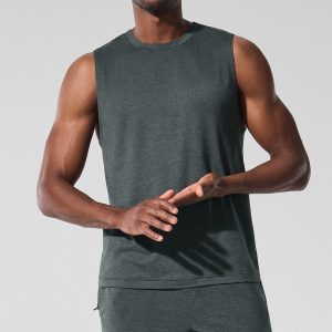 Conquer Muscle Tank - Charcoal Green Heather
