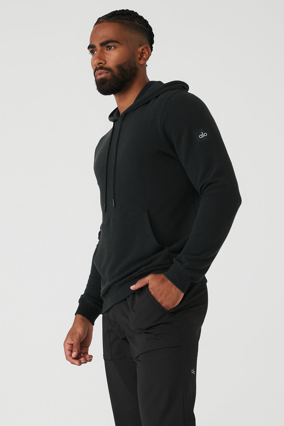 Micro Waffle Fast Break Hoodie - Black - Image 3