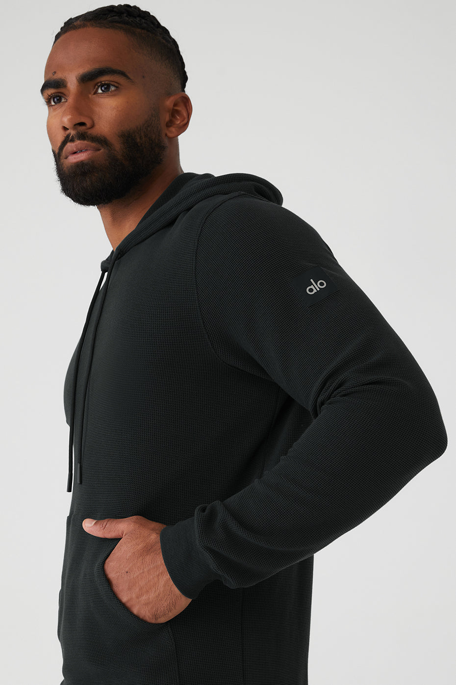 Micro Waffle Fast Break Hoodie - Black - Image 4
