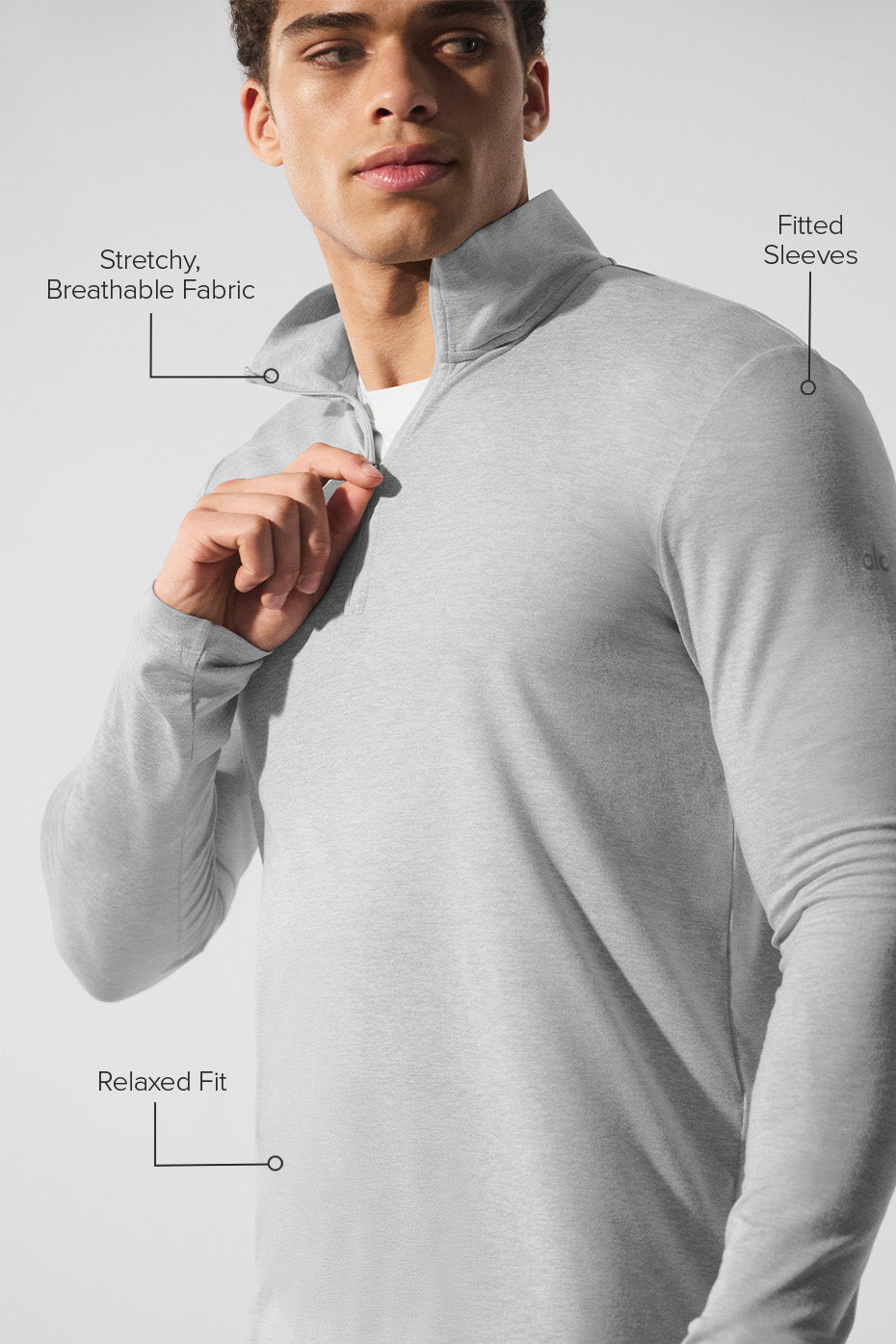 Conquer 1/4 Zip Reform Long Sleeve - Athletic Heather Grey - Image 2
