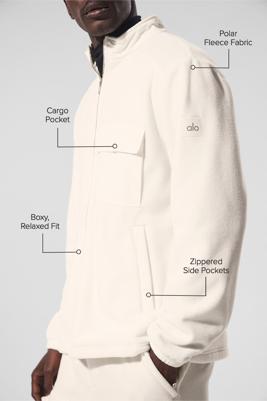 Polar Fleece Ridge Full Zip Jacket - Ivory - Image 2