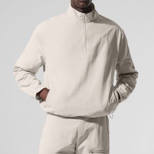 Light Weight Takeaway Track Pullover - Bone