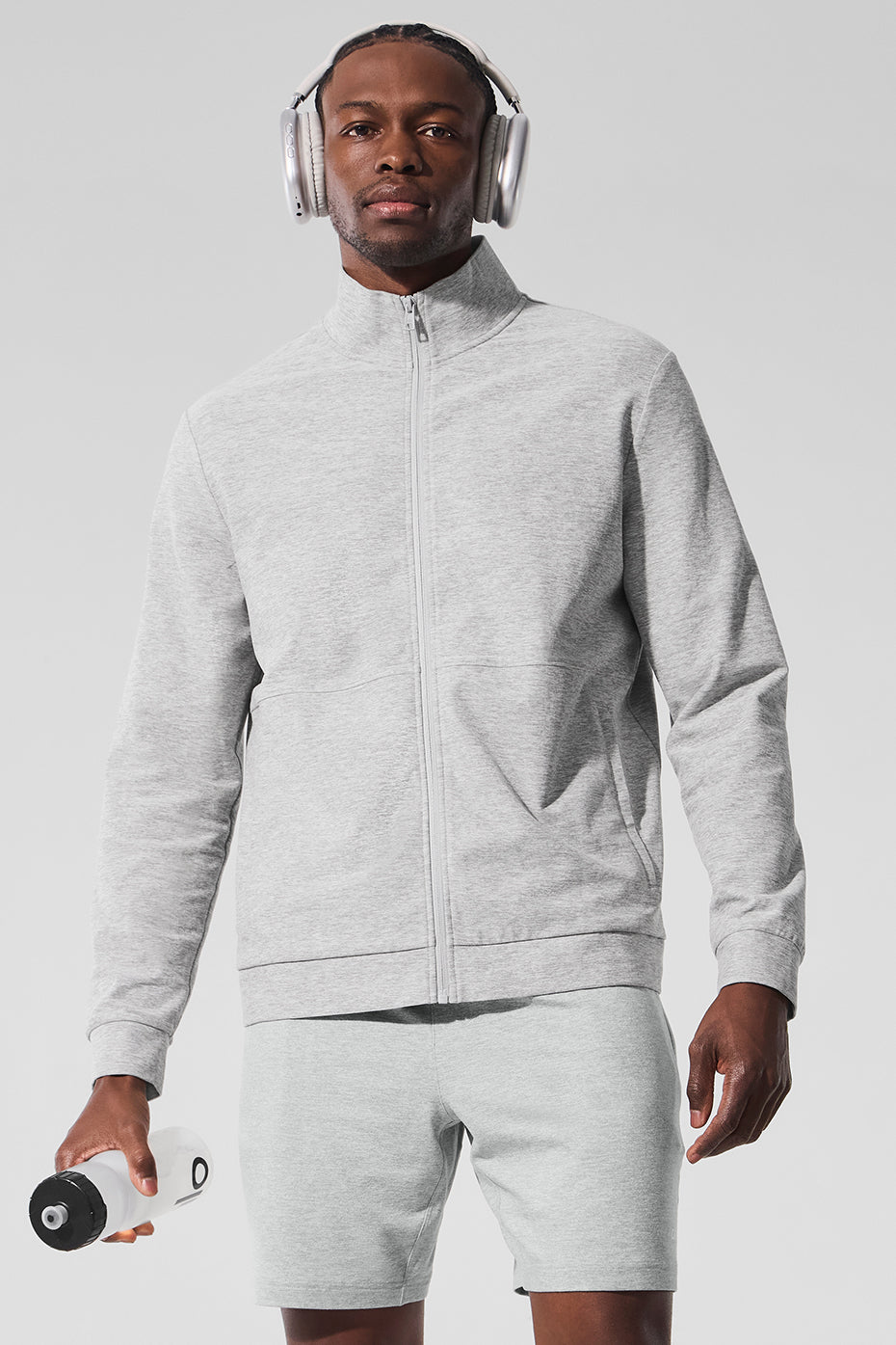 Conquer Max Mock Neck Full Zip - Athletic Heather Grey