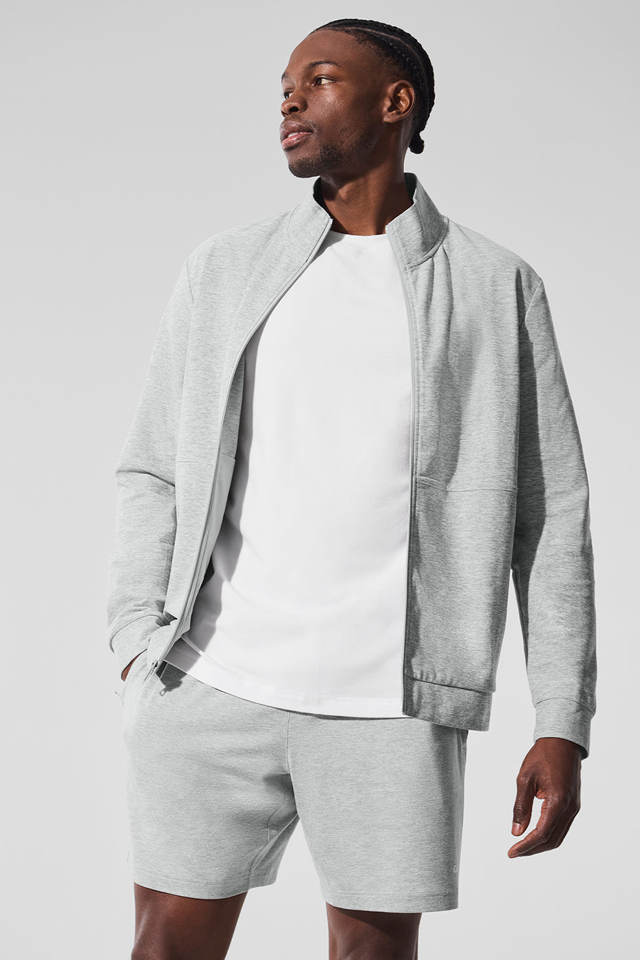 Conquer Max Mock Neck Full Zip - Athletic Heather Grey - Image 4