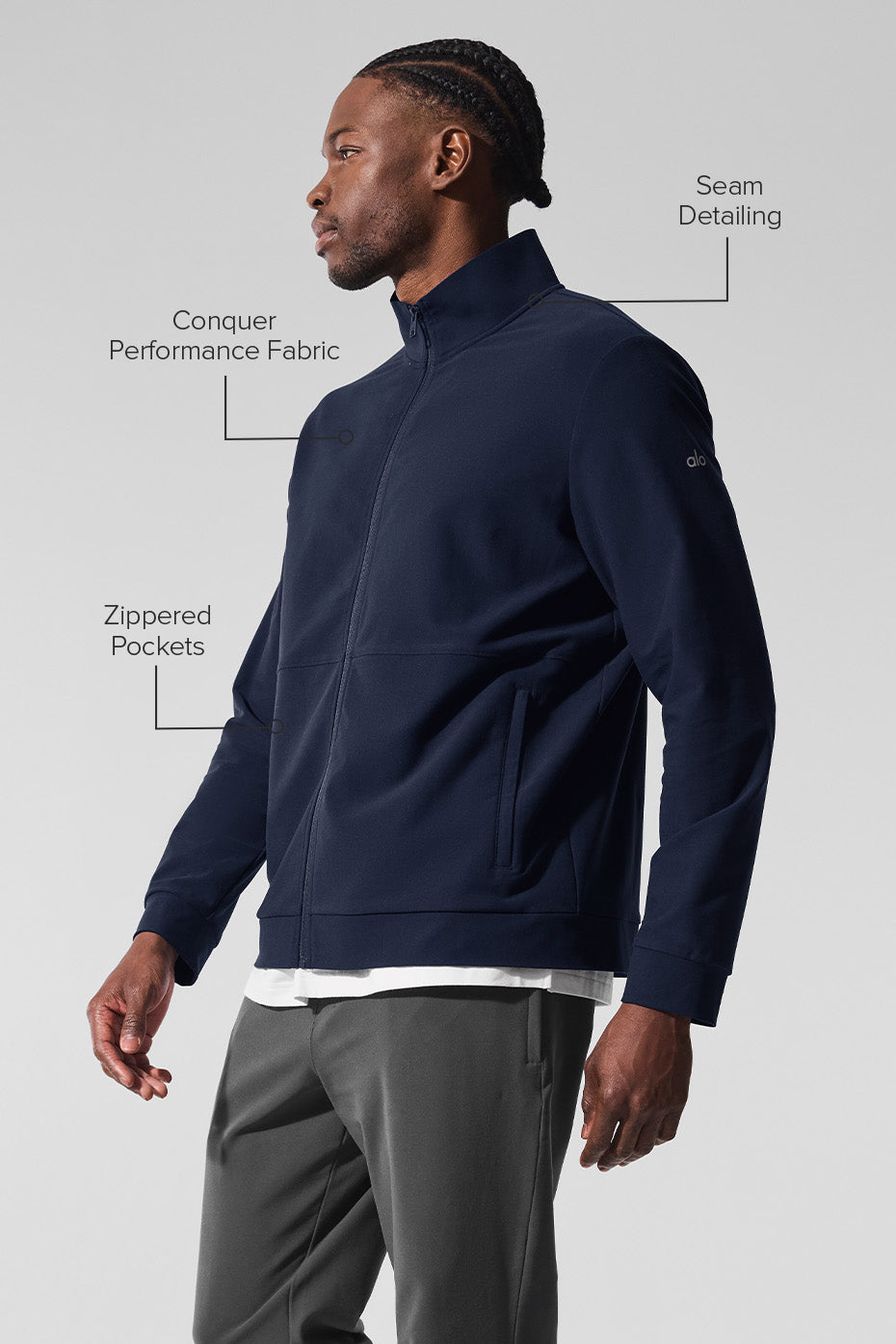 Conquer Max Mock Neck Full Zip - Navy - Image 2