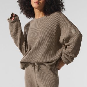 Domain Rib Knit Crew Sweater - Gravel