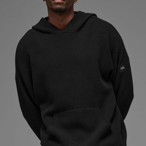 Sports Club Sweater Knit Hoodie - Black