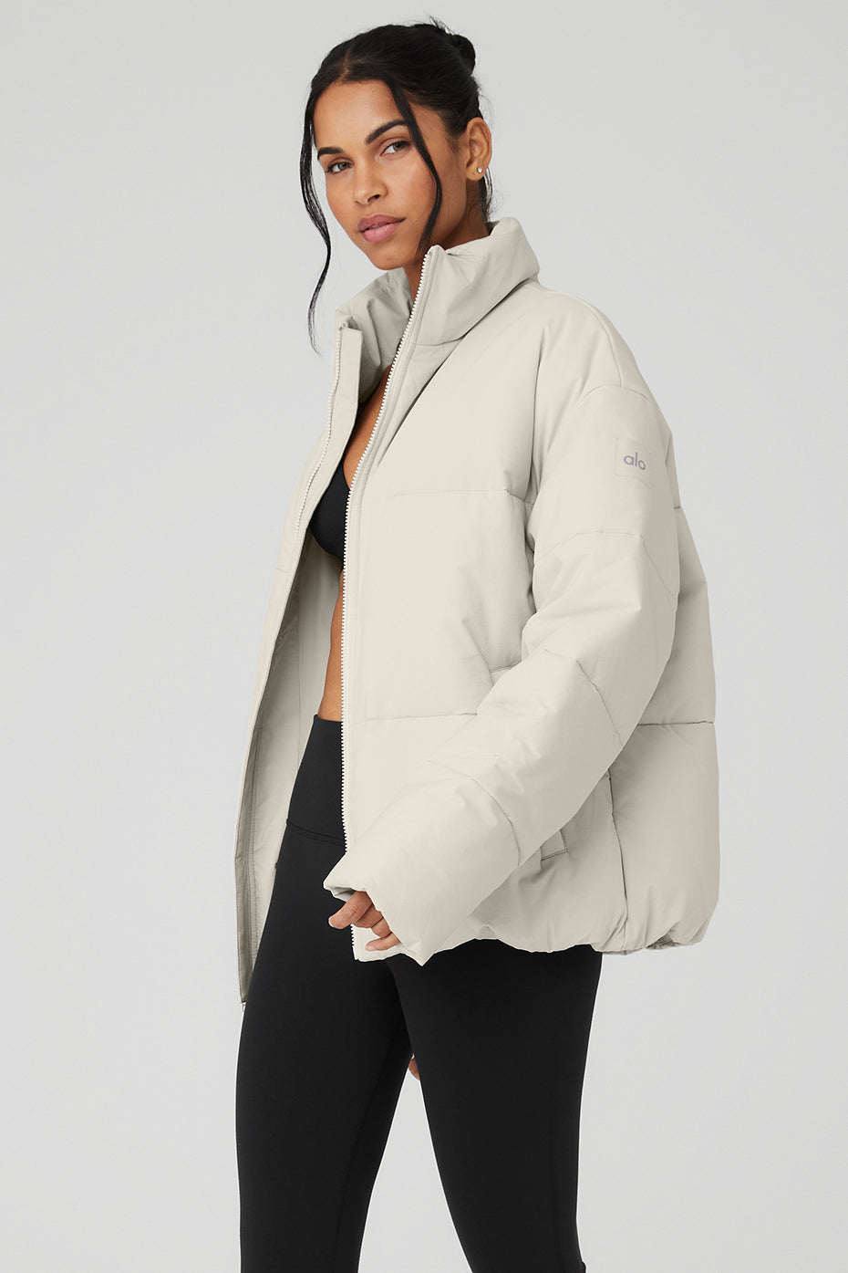 Stretch Woven Street Puffer - Bone - Image 3