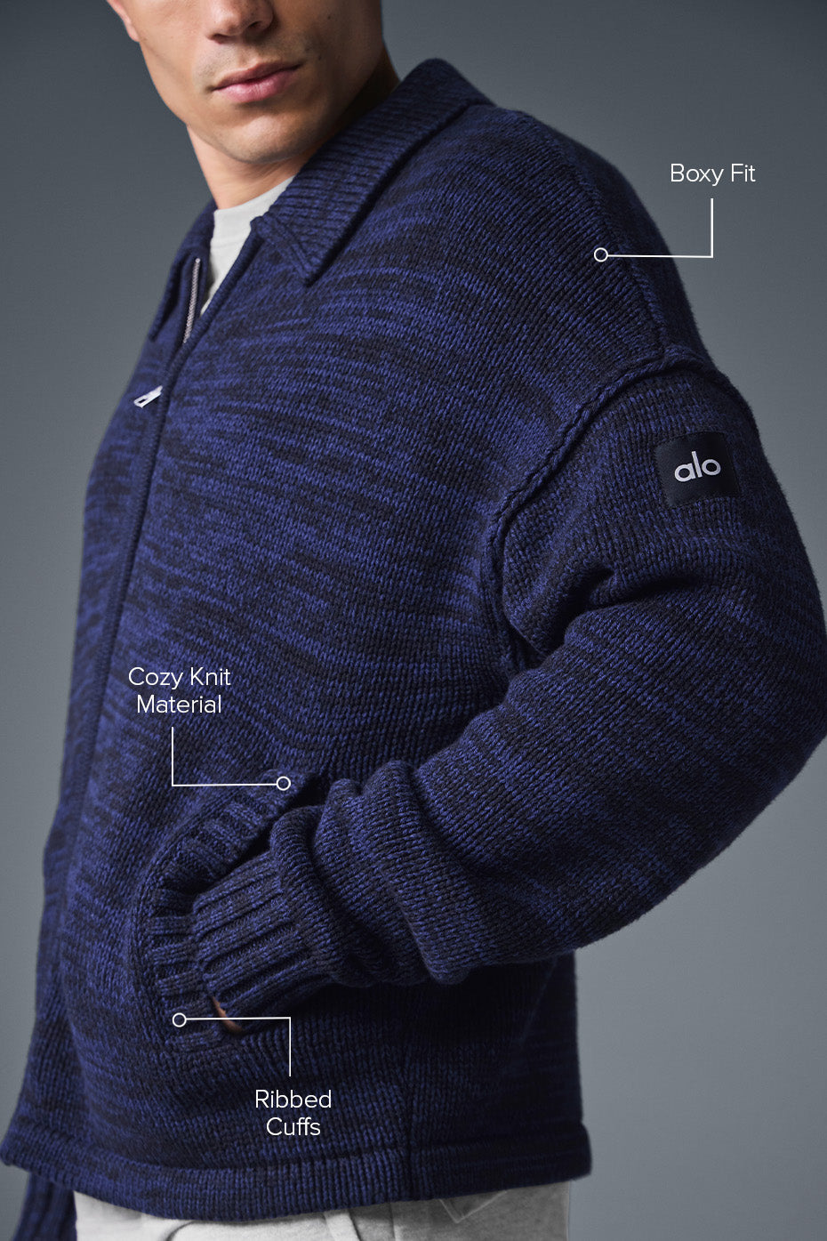 Heritage Full Zip Sweater - Navy Multi - Image 2