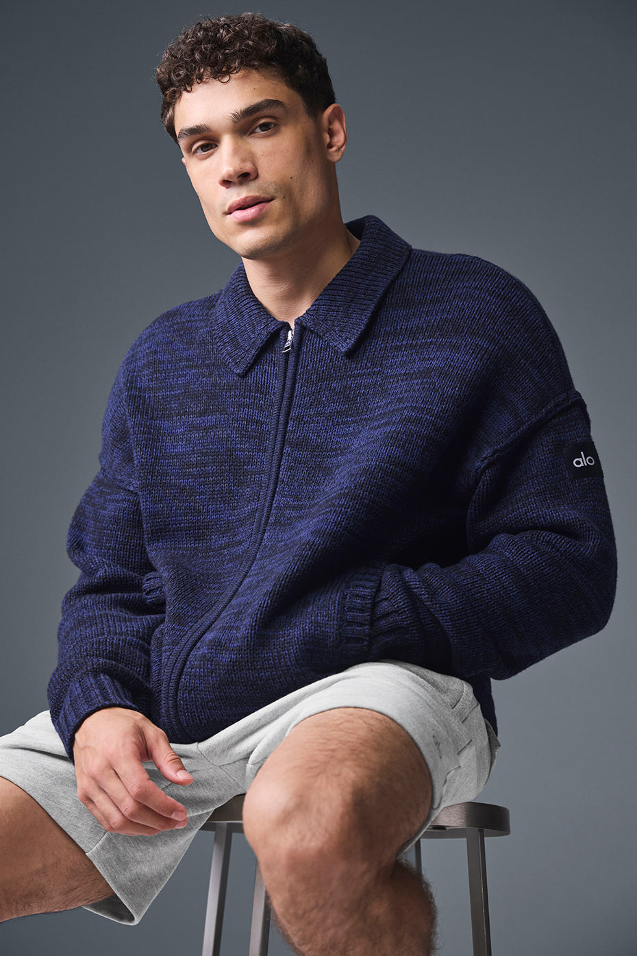 Heritage Full Zip Sweater - Navy Multi - Image 5