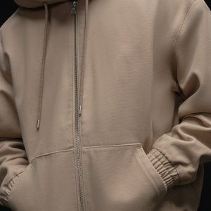 Cotton Canvas Full Zip Hoodie - Gravel