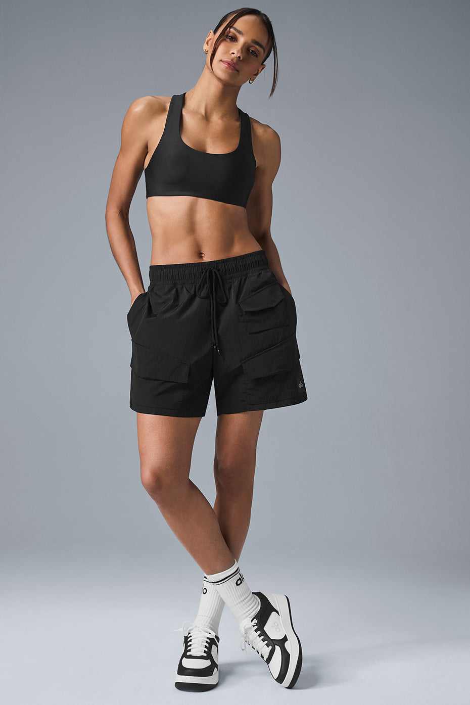 7 Crinkle Nylon Excursion Cargo Short - Black