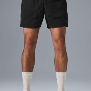 7 Crinkle Nylon Excursion Cargo Short - Black