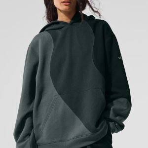 Make Waves Hoodie - Charcoal Green Tonal