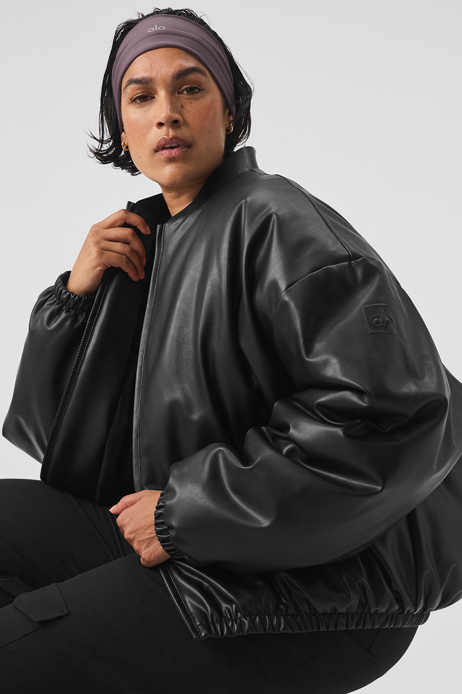 Faux Leather Premier Bomber - Black - Image 8