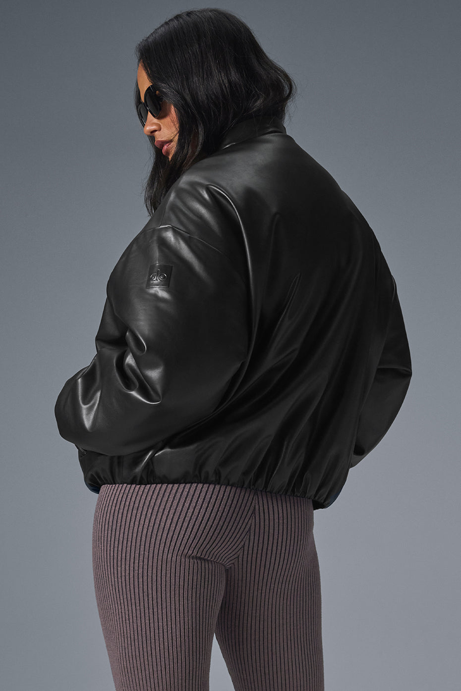 Faux Leather Premier Bomber - Black - Image 4