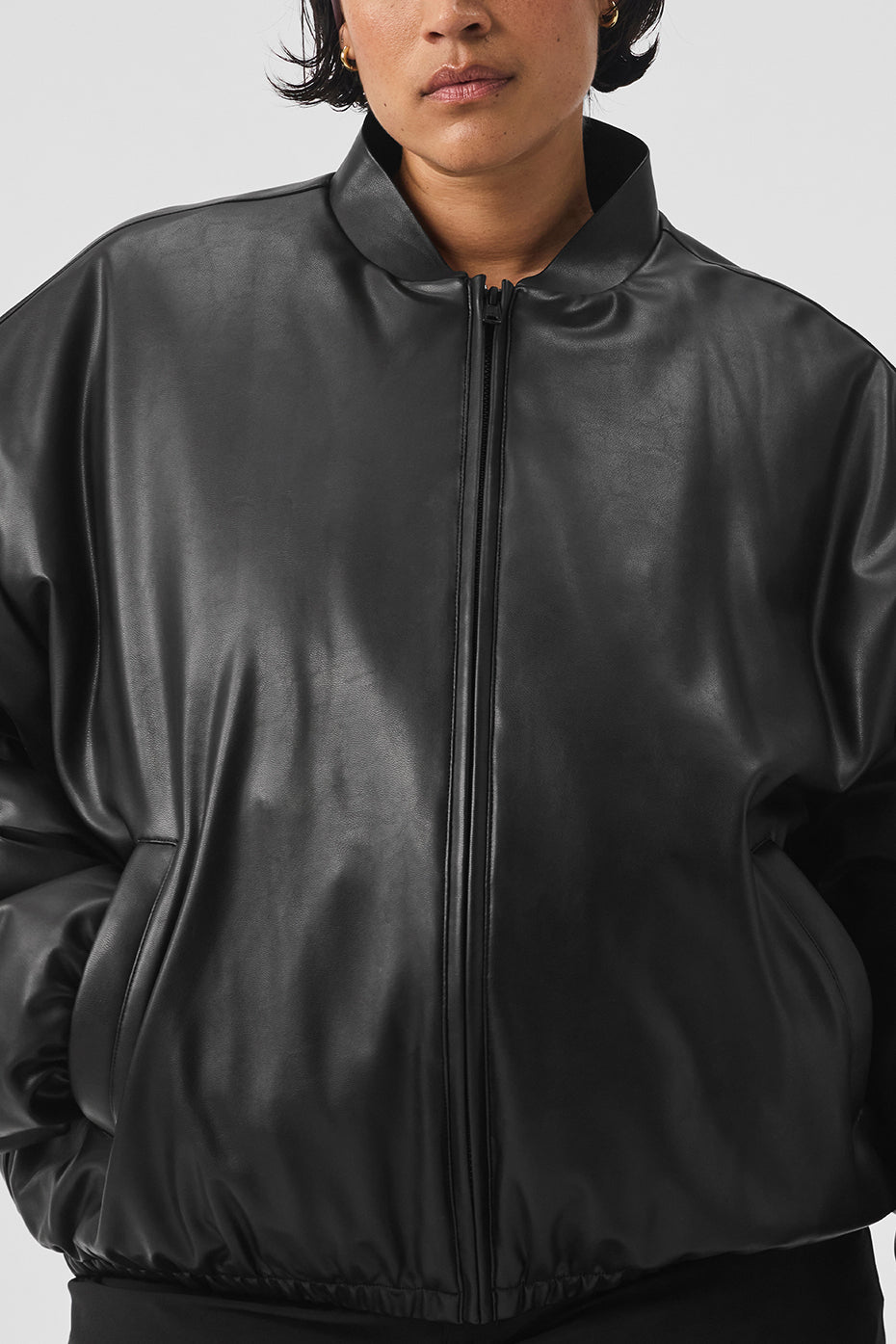 Faux Leather Premier Bomber - Black - Image 9