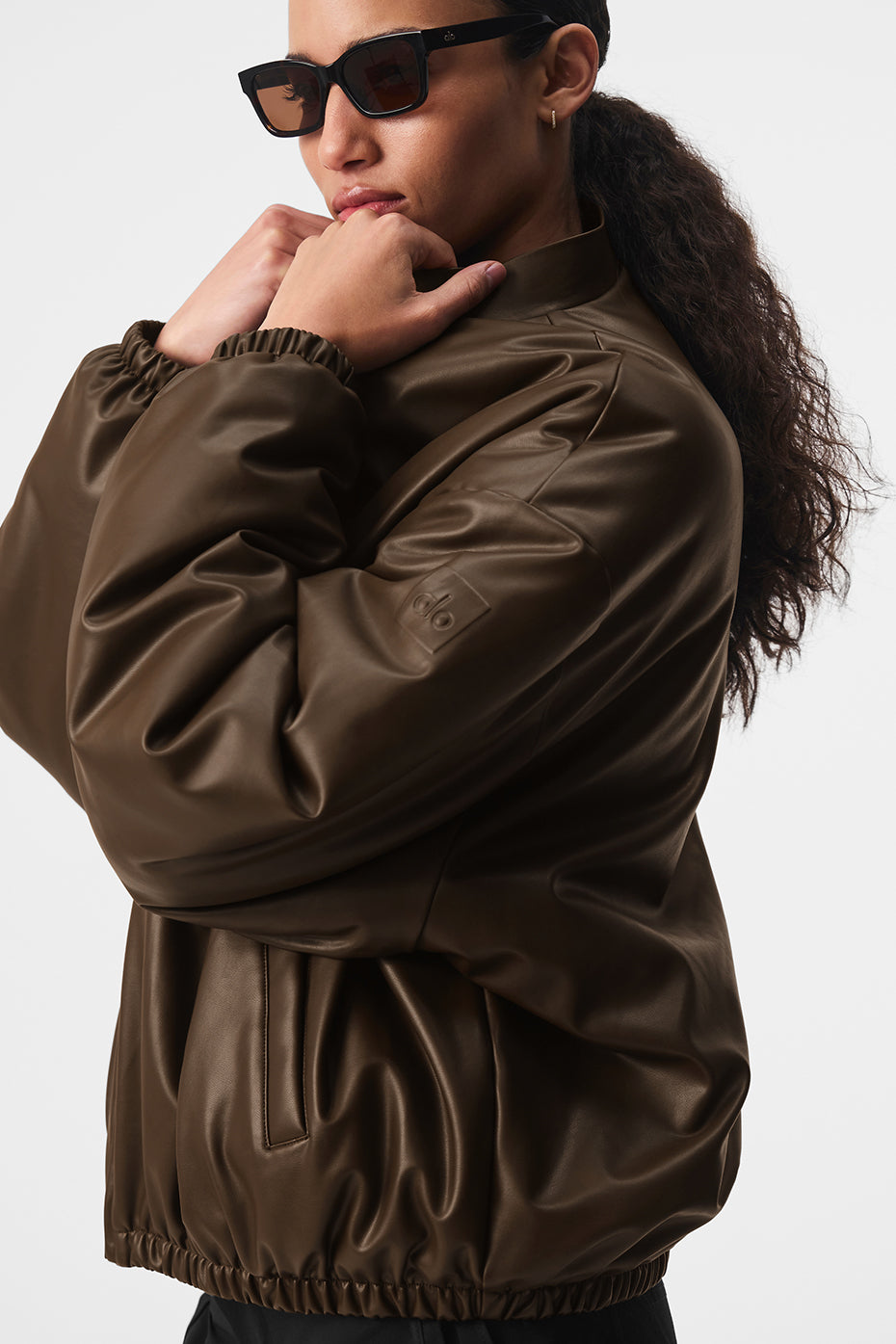Faux Leather Premier Bomber - Espresso - Image 3
