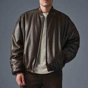 Faux Leather Premier Bomber - Espresso