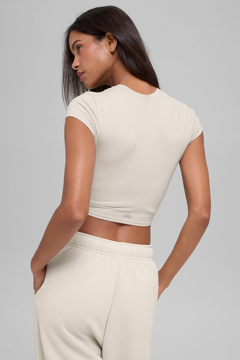 Alosoft Crop Finesse Short Sleeve - Bone - Image 2