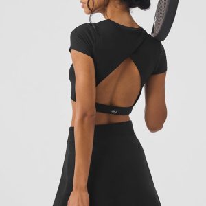 Alosoft Cropped Backspin Short Sleeve - Black