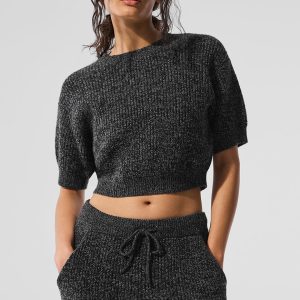 Marl Sweater Short Sleeve - Black Marl