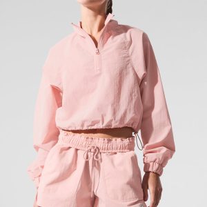 Cropped 1/4 Zip Alumni Pullover - Pink Quartz