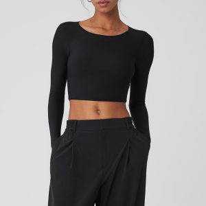 Mesh Sheer Illusion Long Sleeve - Black