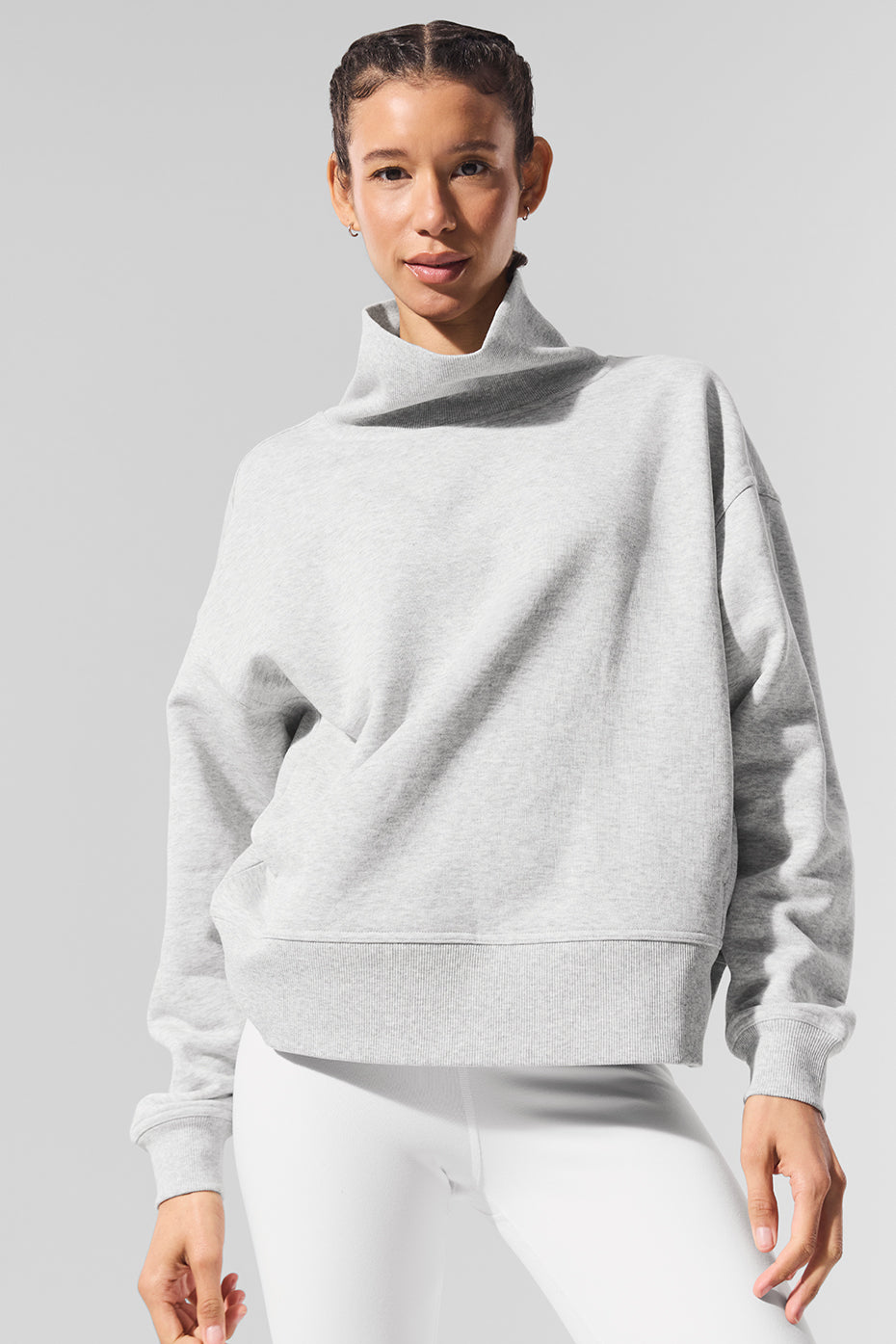 Hazy Mock Neck Pullover - Light Athletic Heather Grey