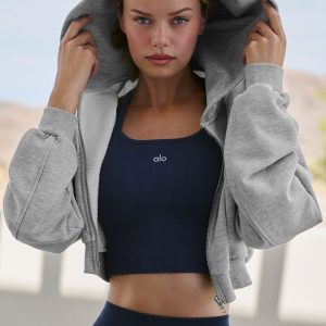 Sweet Escape Zip Up Hoodie - Athletic Heather Grey