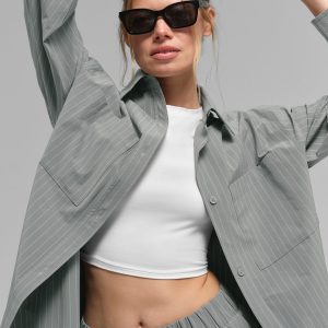 Pinstripe Daylight Button Down Long Sleeve - Lunar Grey/White