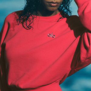 Cropped Accolade Crewneck - Candy Red