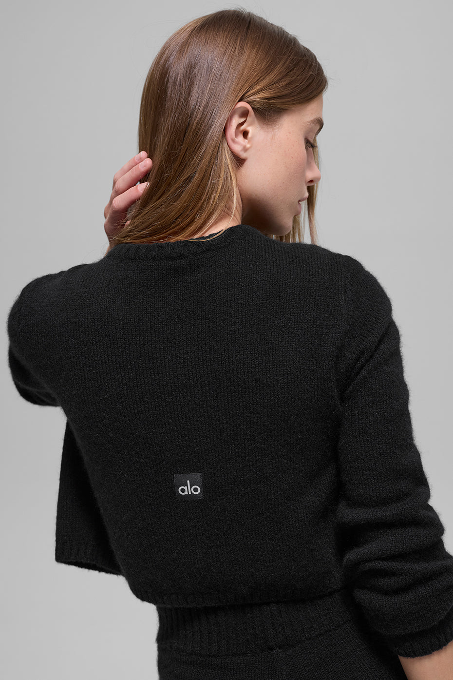 Cashmere New Class Cropped Cardigan - Black - Image 3